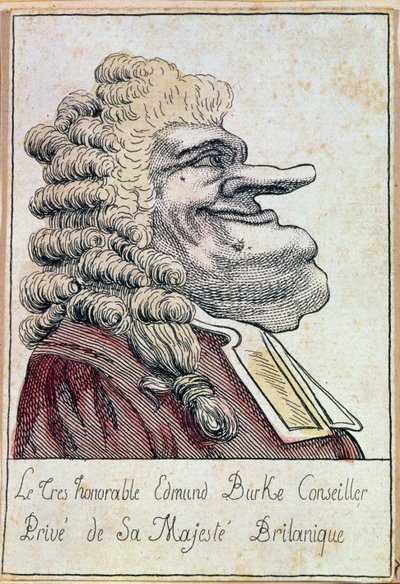 Der sehr ehrenwerte Edmund Burke, Privatberater Seiner Majestät, des britischen Königs, französische Karikatur, ca. 1790 von French School