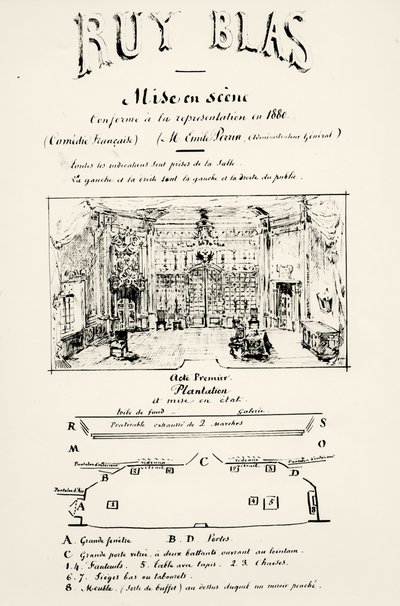 Theaterprogramm für Akt I von Ruy Blas (1838) von Victor Hugo, 1880 von French School