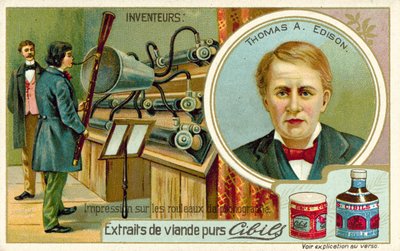 Thomas A. Edison, Erfinder - Aufnahme eines Phonographen von French School