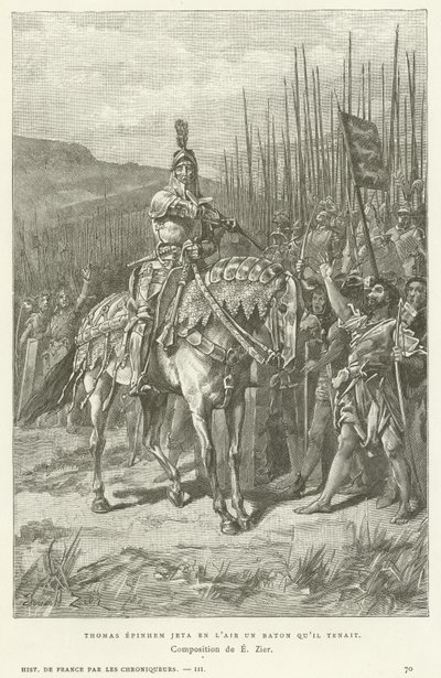Thomas Epinhem warf den Stab, den er hielt, in die Luft von French School