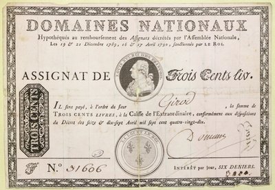 Dreihundert-Livre-Banknote, 1790 von French School