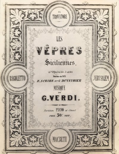 Titelseite der Partitur I Vespri Siciliani von French School