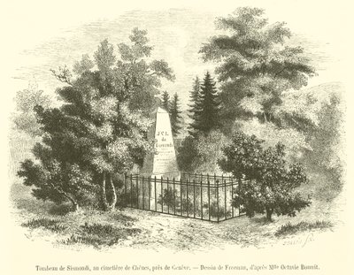 Grab von Sismondi auf dem Friedhof von Chenes bei Genf von French School