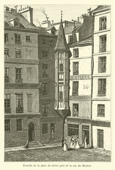 Türmchen auf dem Place de Greve nahe der Rue du Mouton von French School