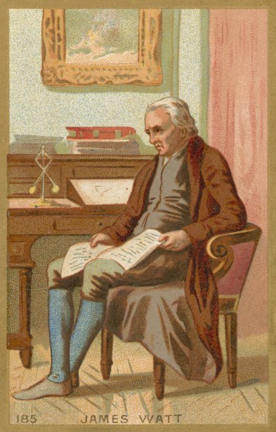 Handelskarte, die ein Porträt von James Watt darstellt von French School