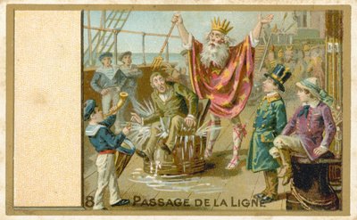 Handelskarte mit dem Titel Überqueren der Linie von French School