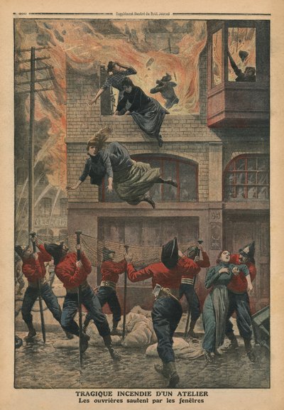 Tragisches Feuer in einer Werkstatt in Newark, New Jersey, Illustration aus 