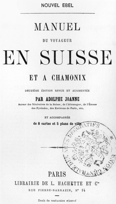 Reiseführer für die Schweiz und Chamonix von Adolphe Joanne, veröffentlicht Hachette, Paris, ca. 1880 von French School
