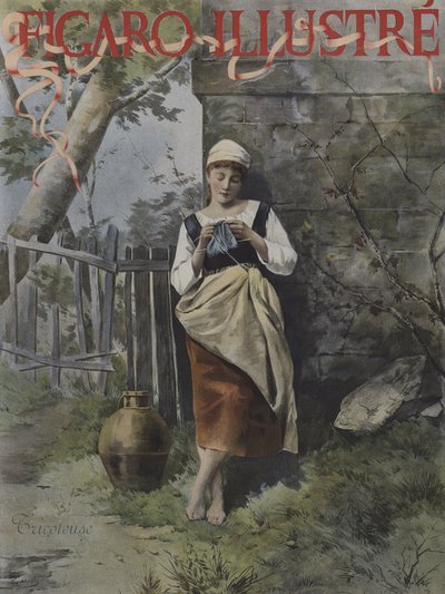 Tricoteuse. Titelblatt von Le Figaro Illustre, September 1896 von French School