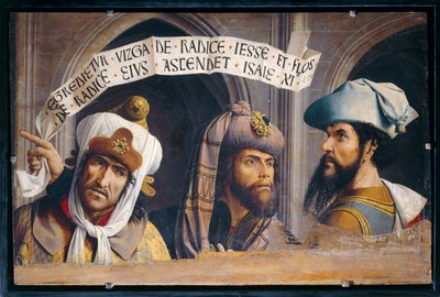 Drei Propheten. Fragmentiertes Panel mit den drei Propheten der Verkündigung von French School