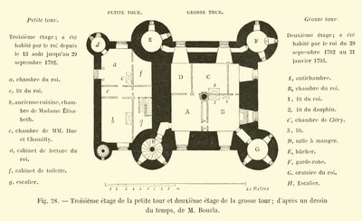 Drittes Stockwerk des kleinen Turms und zweites Stockwerk des großen Turms (nach einer zeitgenössischen Zeichnung von M. Bourla) von French School
