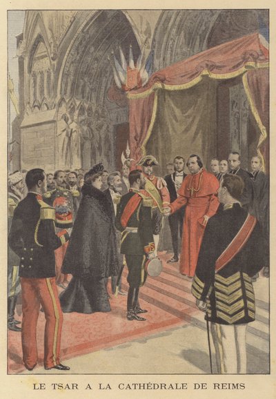 Zar Nikolaus II. von Russland in der Kathedrale von Reims während seines Besuchs in Frankreich von French School