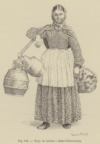 Typische Milchfrau; Sankt Petersburg (Stich) von French School