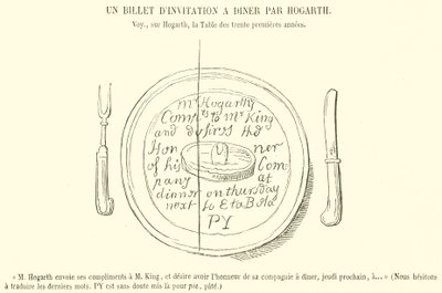Ein Einladungsschreiben zum Abendessen von Hogarth (Gravur) von French School