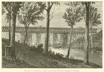 Eine Brücke auf der Eisenbahnstrecke der Provinz Queensland, Australien von French School