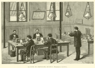 Ein Posten des Mehrfachdrucktelegraphen Baudot von French School