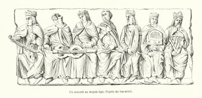 Ein Konzert im Mittelalter; nach einem Relief (Gravur) von French School