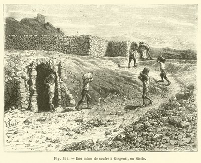 Eine Schwefelmine in Girgenti, Sizilien von French School