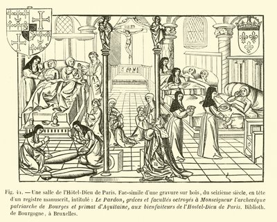 Ein Saal des Hôtel-Dieu von Paris von French School
