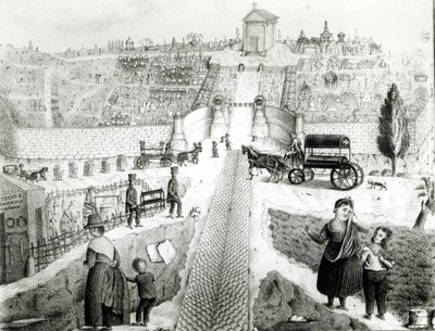 Ansicht des Friedhofs Père-Lachaise, frühes 19. Jahrhundert von French School