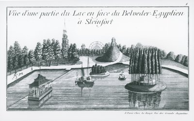 Ansicht eines Teils des Sees vor dem ägyptischen Belvedere in Steinfort, aus 