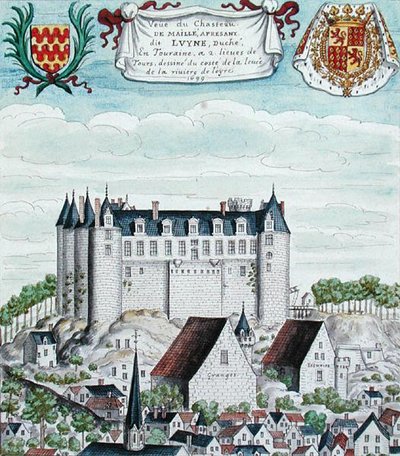 Blick auf das Château de Maille in der Touraine von French School
