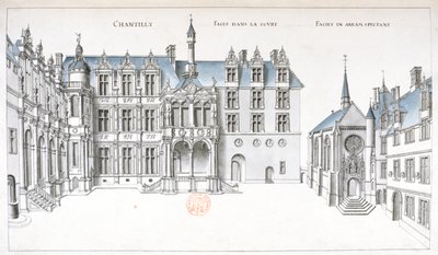 Ansicht des Hofes und der Kapelle in Chantilly von French School