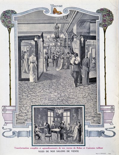 Ansicht der Verkaufsmesse des Geschäfts „Au Louvre“ von French School