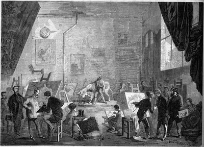 Ansicht des Ateliers des Malers Gustave Courbet (1819-1877), rue Notre Dame des Champs in Paris von French School