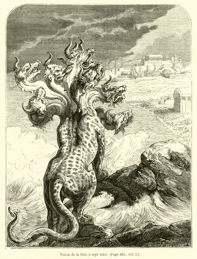 Vision des Tieres mit sieben Köpfen von French School