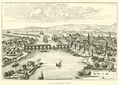 Alte Ansicht von Rouen (Gravur) von French School
