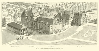 Vogelperspektive des Châtelet im Jahr 1750 von French School