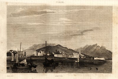 Ansicht von Ajaccio, Korsika, Gravur von 1836 von French School