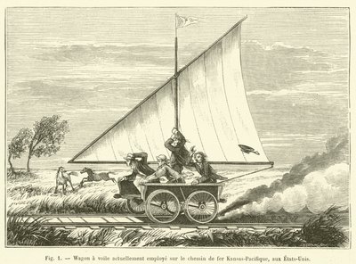 Segelwagen derzeit im Einsatz auf der Kansas-Pazifik-Eisenbahn in den USA von French School