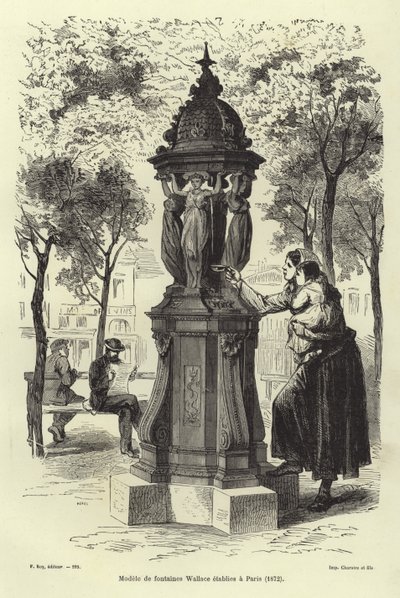 Wallace-Brunnen, installiert in Paris 1872 von French School