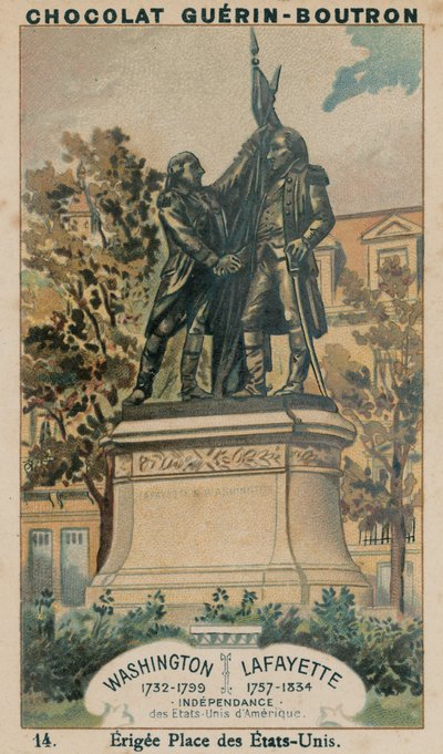 Washington, 1732-1799, Lafayette, 1757-1834, Unabhängigkeit der Vereinigten Staaten von Amerika, errichtet am Place des États-Unis von French School