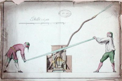 Wasserpumpe zur Brandbekämpfung, Mitte des 18. Jahrhunderts von French School