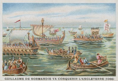 Wilhelm der Eroberer auf dem Weg zur Eroberung Englands, 1066 von French School