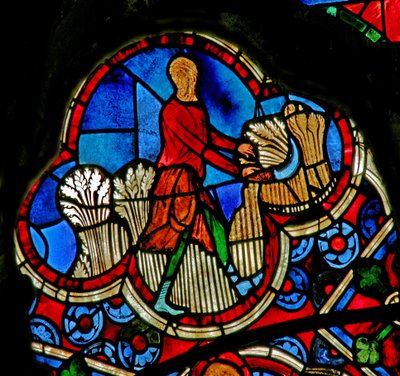 Fenster Ew mit den Monatsarbeiten: Juli von French School