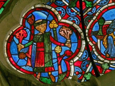 Fenster Ew mit den Monatsarbeiten: April von French School