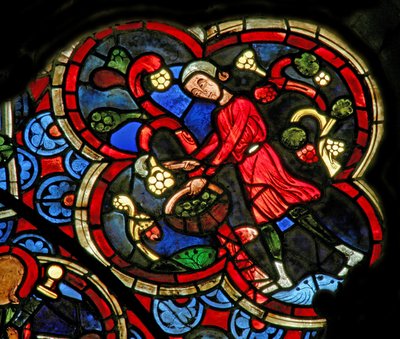 Fenster Ew mit den Monatsarbeiten: September von French School