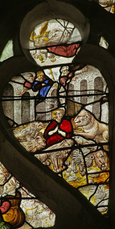 Fenster mit Daniel in der Löwengrube von French School