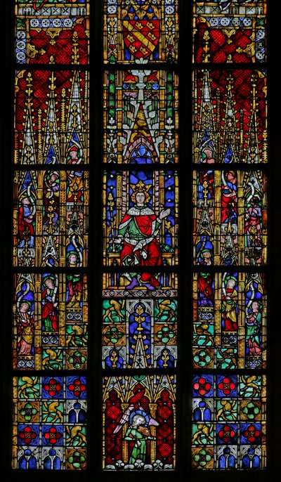 Fenster, das König Salomo auf dem Thron darstellt von French School