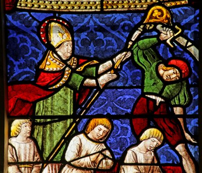 Fenster darstellend den Heiligen Nikolaus bei der Hinrichtung von drei Männern von French School