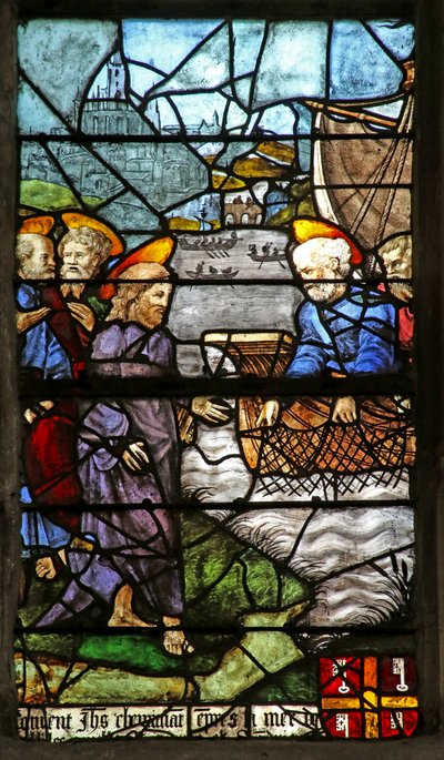 Fenster mit dem Heiligen Petrus und den Aposteln beim Fischen von French School