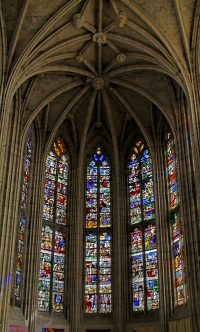 Fenster w0, die Apsisfenster w1, w1 und w2 von French School