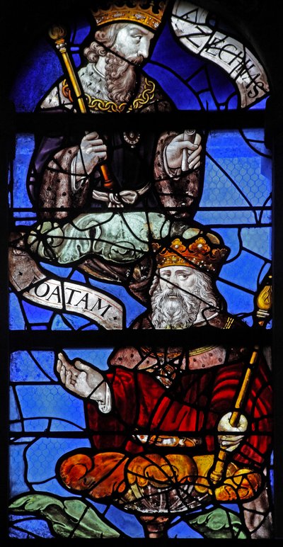 Fenster w10, König Hiskia und König Jotam und Ezechias am Jessebaum darstellend von French School