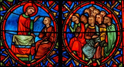 Fenster w10 Darstellung des predigenden und bekehrenden Heiligen Stephanus (modern) von French School