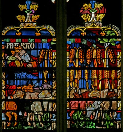 Fenster w134, eine Szene aus der Geschichte von Joseph: der Pharao träumt von den Jahren des Überflusses von French School
