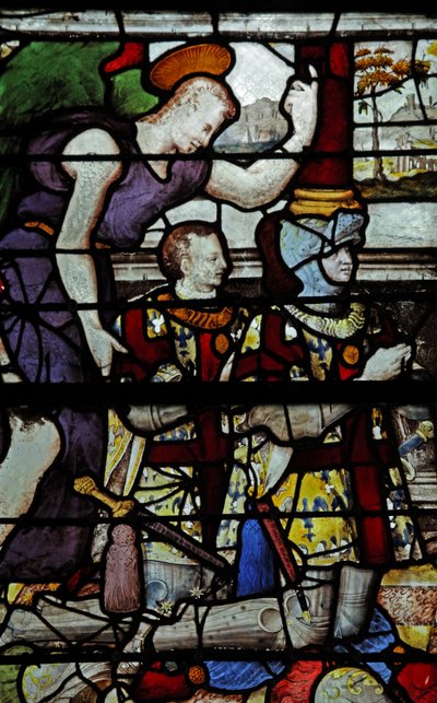 Fenster w13 zeigt den Erzengel Gabriel und Montmorency-Stifter von French School